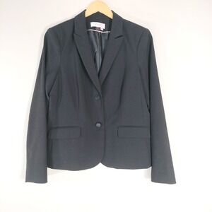 Calvin Klein Black Blazer; Two-Button Career Suit Jacket Professional